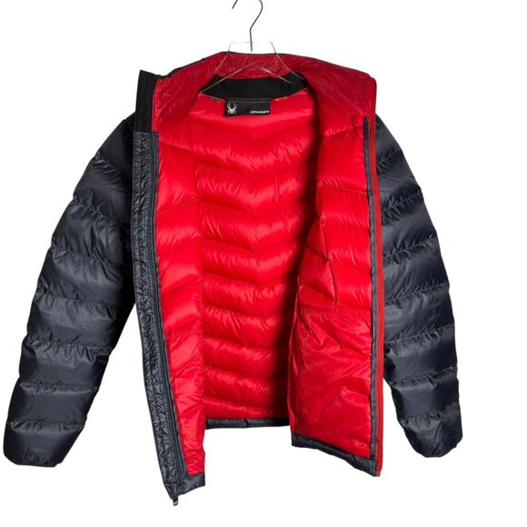 Spyder Men's Pelmo Down Jacket size small dark gray with red accents - Picture 5 of 11